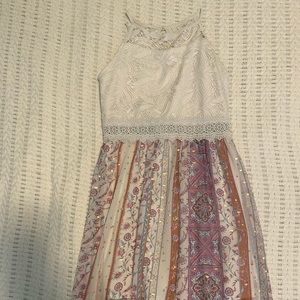 Maxi lace and foil dress